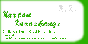 marton koroskenyi business card