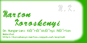 marton koroskenyi business card